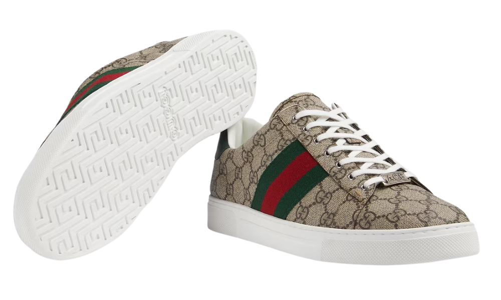 Gucci Ace trainer with Web "Beige and ebony Gg Supreme"