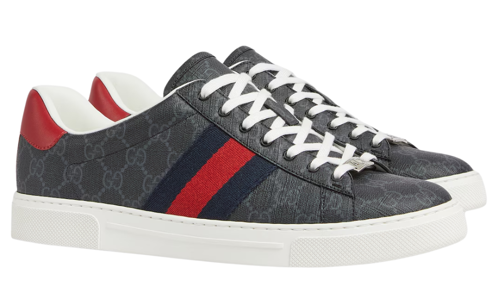 Gucci Ace sneaker with Web "Black Gg Supreme canvas"